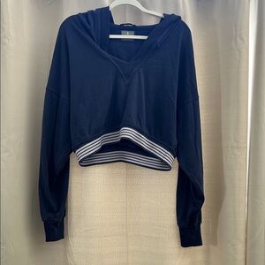 Navy Blue Cropped Hoodie